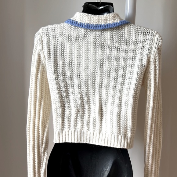 Lady front open cashmere cardigan. Size:S/XS. Cream based color - Picture 3 of 6